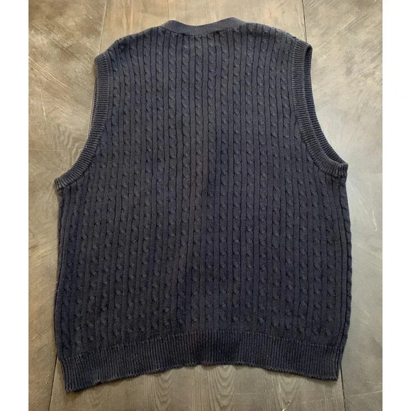 Vintage Ivy Crew Classics Cotton Grandpa Cardigan Sweater Vest XL Blue Dad - Picture 8 of 9